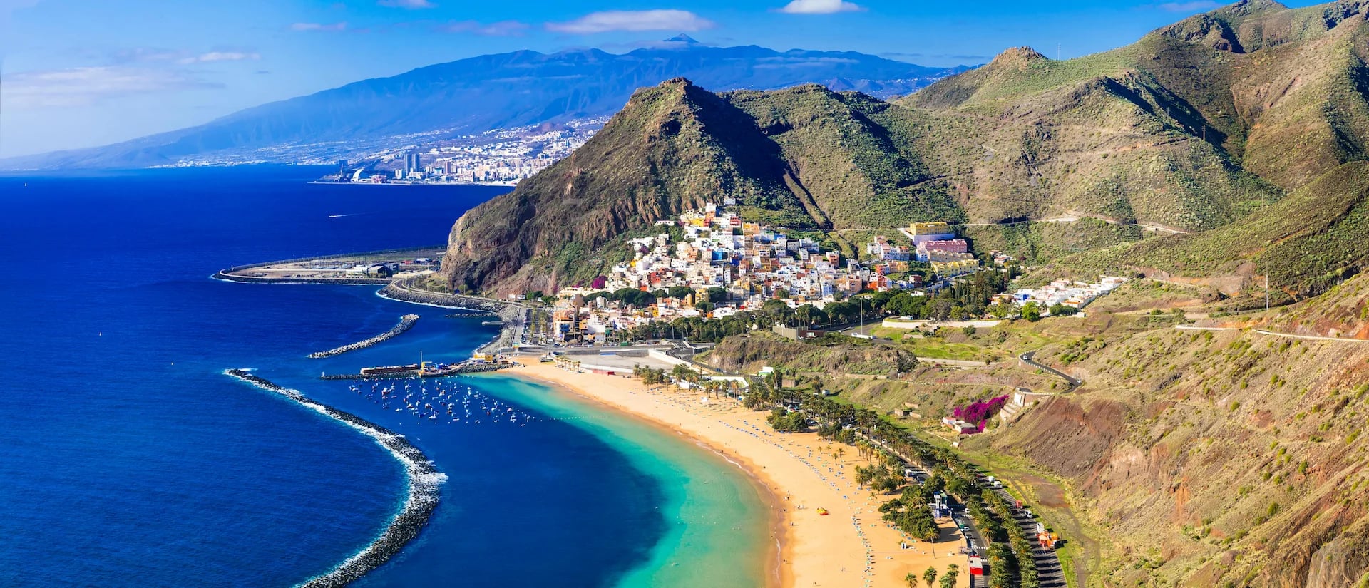Beautiful Tenerife coastline with mountains and sea view